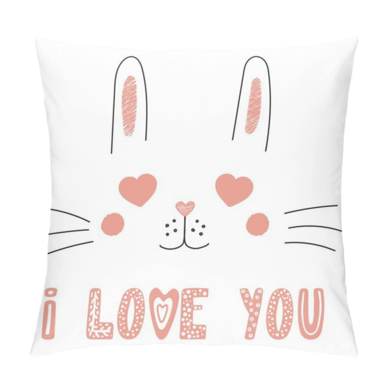 Personality  Cute Bunny With Heart Shaped Eyes Pillow Covers