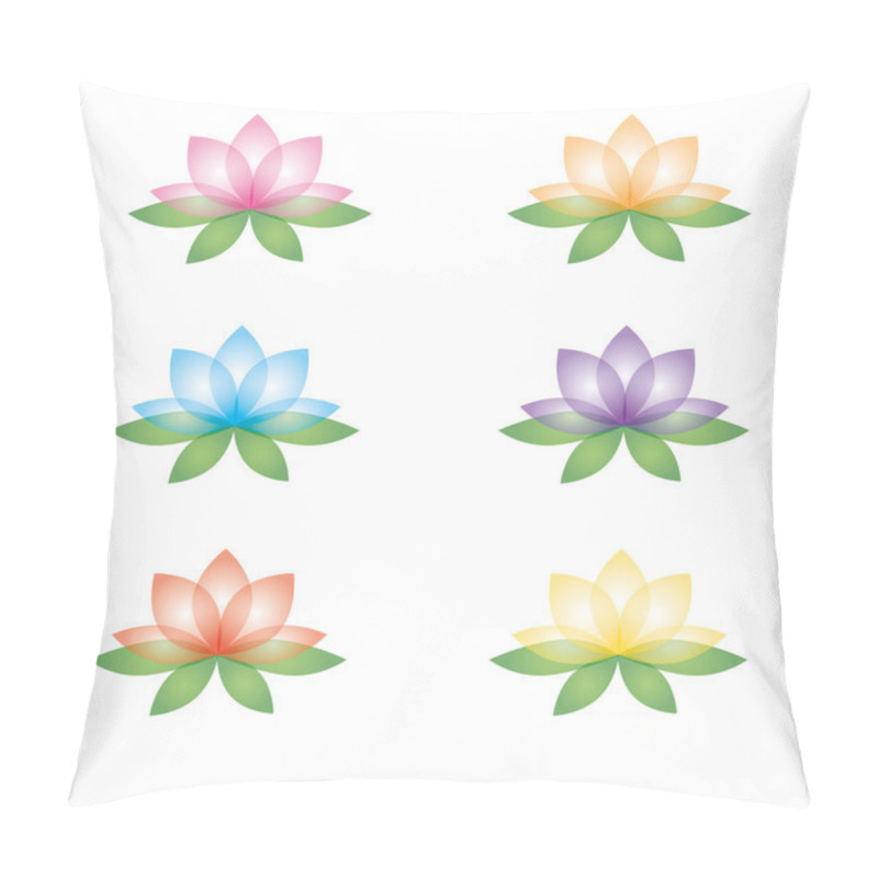 Personality  Set Of Lotus Flowers On A White Background Pillow Covers