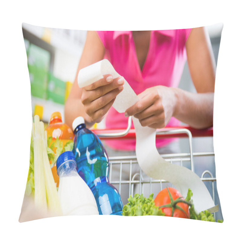 Personality  Woman Checking Grocery Receipt Pillow Covers