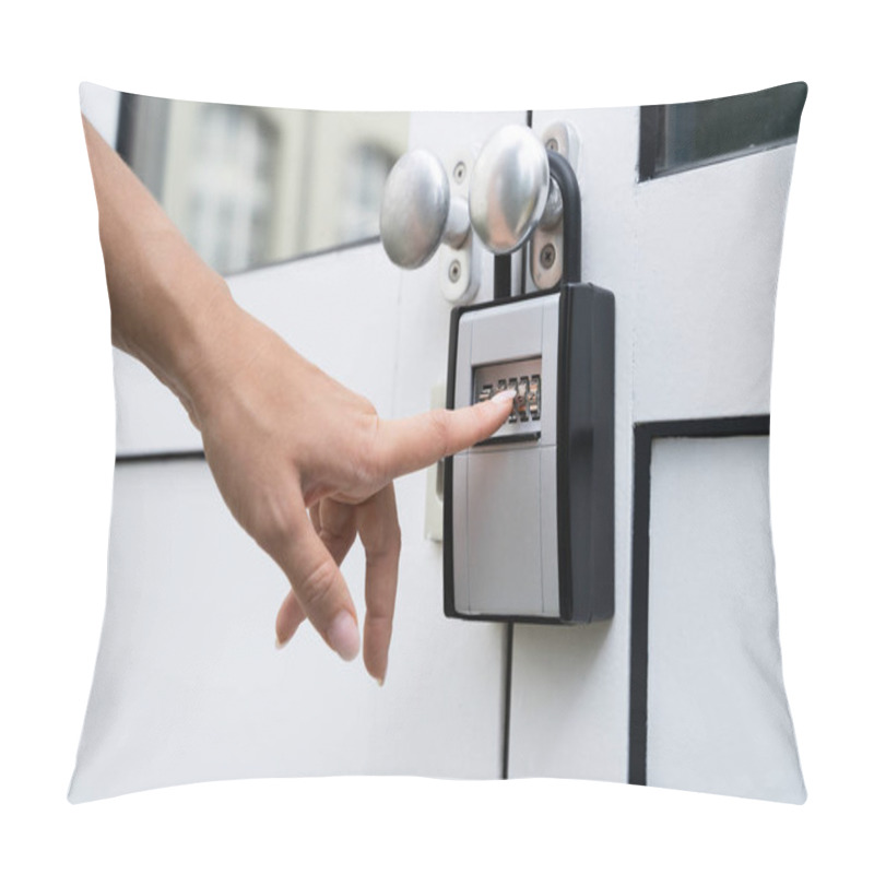 Personality  Woman Using Key Safe To Retrieve Keys From House Pillow Covers