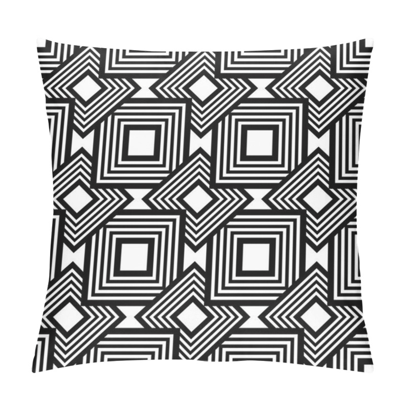 Personality  Seamless Black And White Pattern, Simple Vector Stripes Geometri Pillow Covers