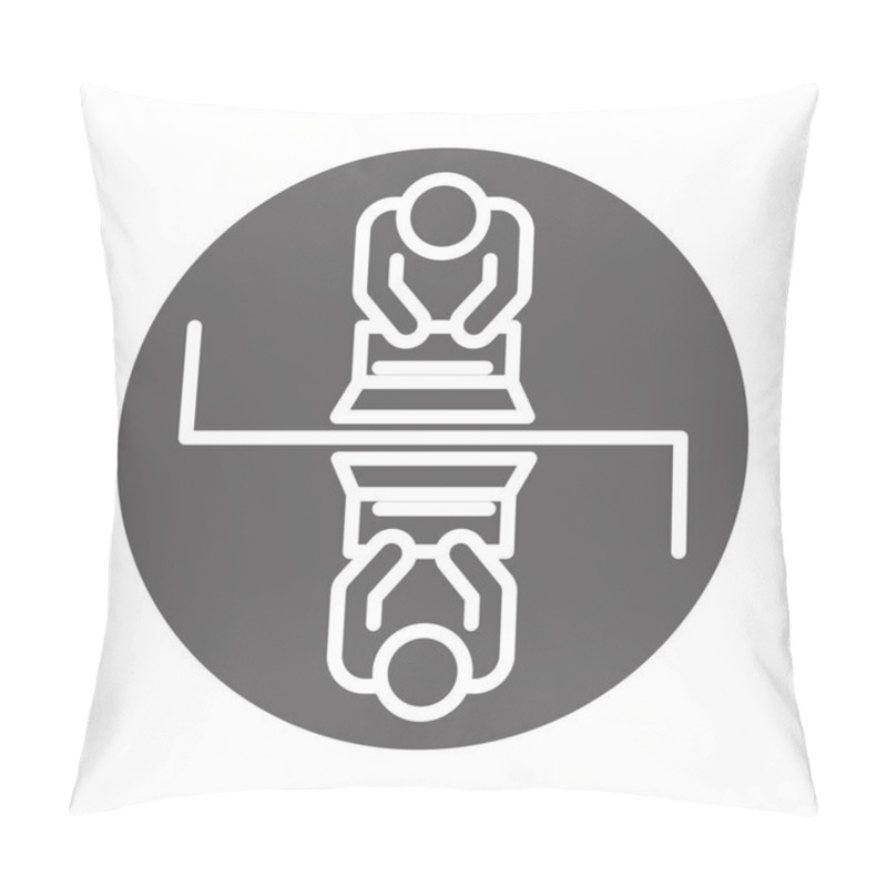 Personality  Top View People Working With Laptop, Coworking Office Business Workspace, Block And Line Icon Pillow Covers