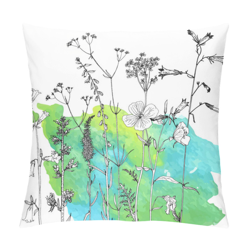 Personality  Background With Drawing Herbs And Flowers Pillow Covers