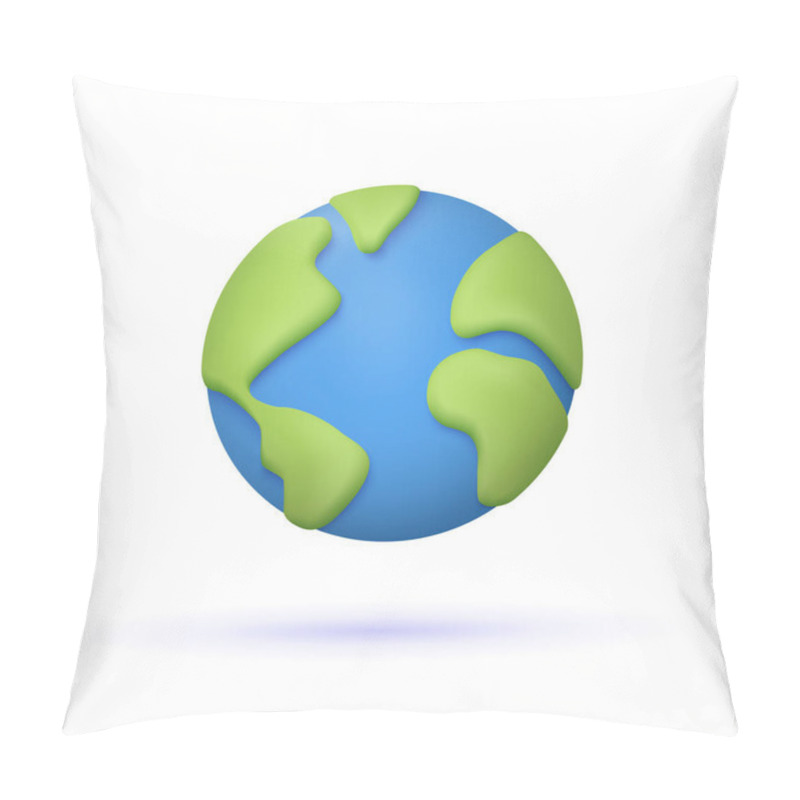 Personality  Planet Earth, Globe With World Map. Ecology Concept. 3d Vector Icon. Cartoon Minimal Style. Pillow Covers