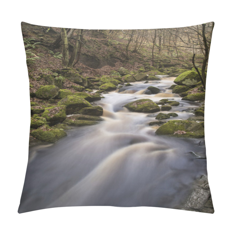 Personality  Autumn Fall Forest Landscape Stream Flowing Through Golden Vibra Pillow Covers