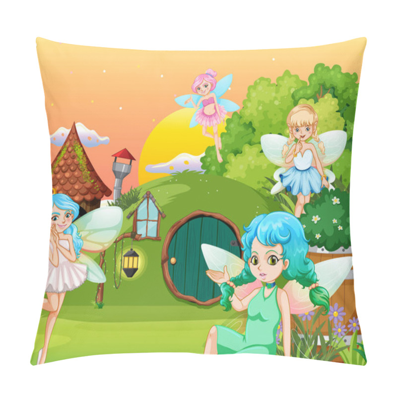 Personality  Fairies At Fantasy Land  Illustration Pillow Covers