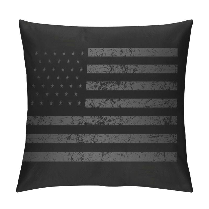 Personality  Gray Flag Of America On A Black Background Close Up. Pillow Covers