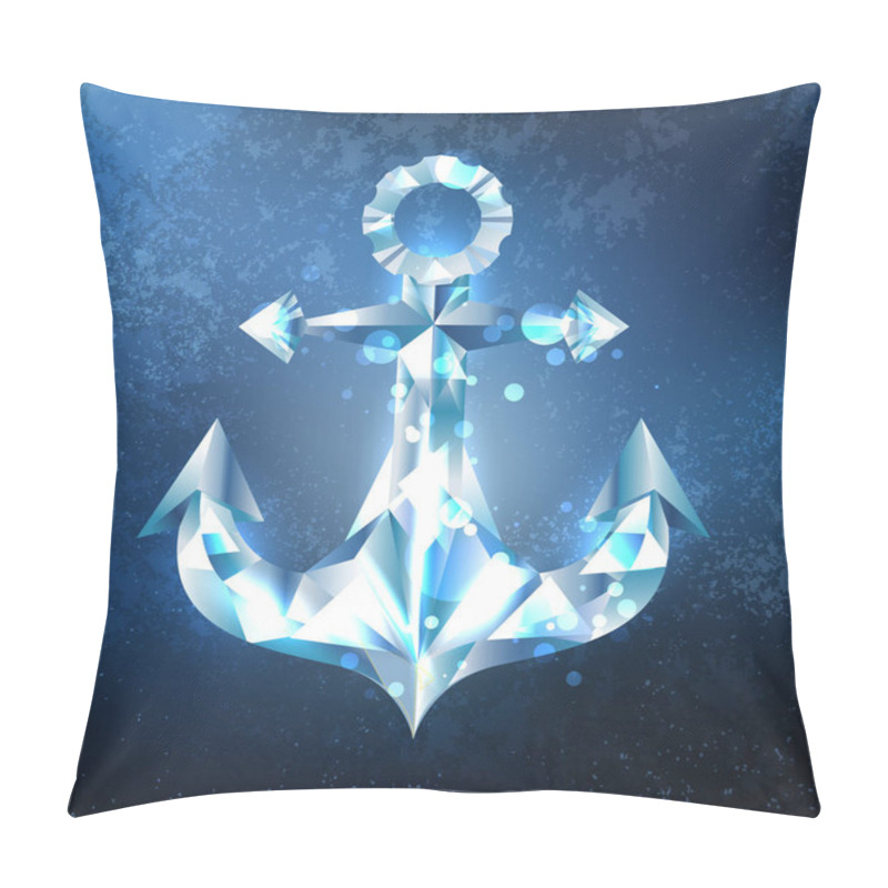 Personality  Anchor From A Sparkling, Blue, Transparent Ice On A Dark Blue Background. The Northern Fleet. Design Of Ice Pillow Covers