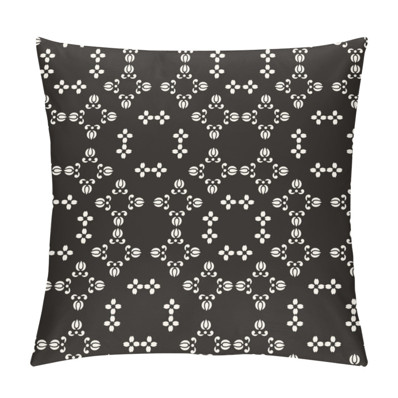 Personality  Simple Minimalist Geometric Seamless Pattern. Abstract Monochrome Minimal Background With Small Floral Shapes. Subtle Repeat Design For Decor, Print. Pillow Covers