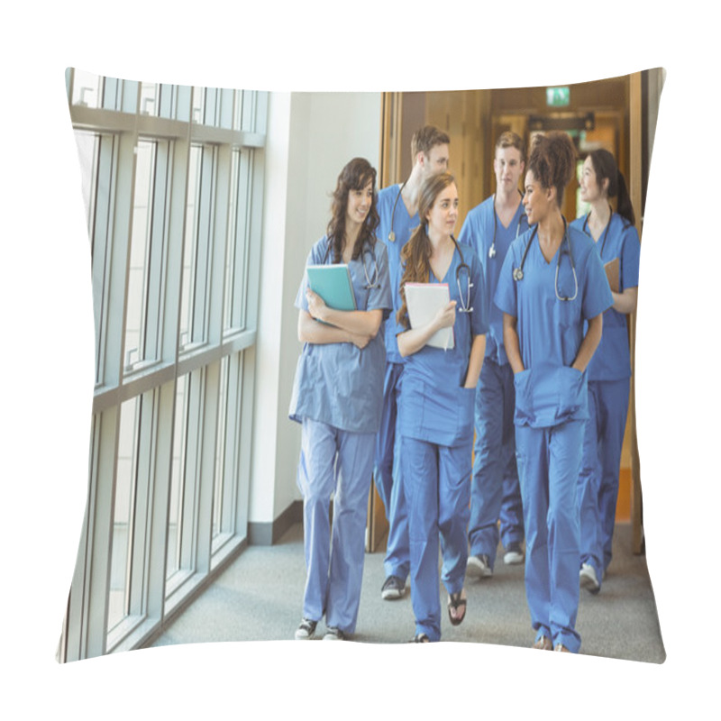 Personality  Medical Students Walking Through Corridor Pillow Covers