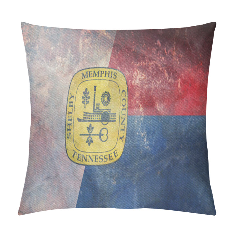 Personality  Top View Of Retro Flag Of Memphis, Tennessee, Untied States Of America With Grunge Texture. USA Travel And Patriot Concept. No Flagpole. Plane Design, Layout. Flag Background Pillow Covers