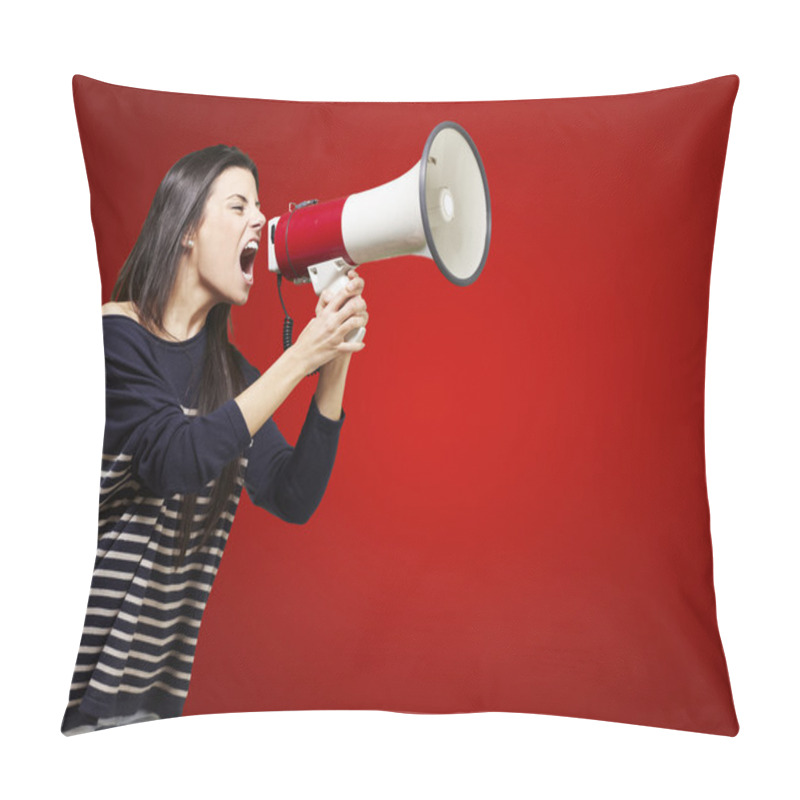 Personality  Woman With A Megaphone Pillow Covers