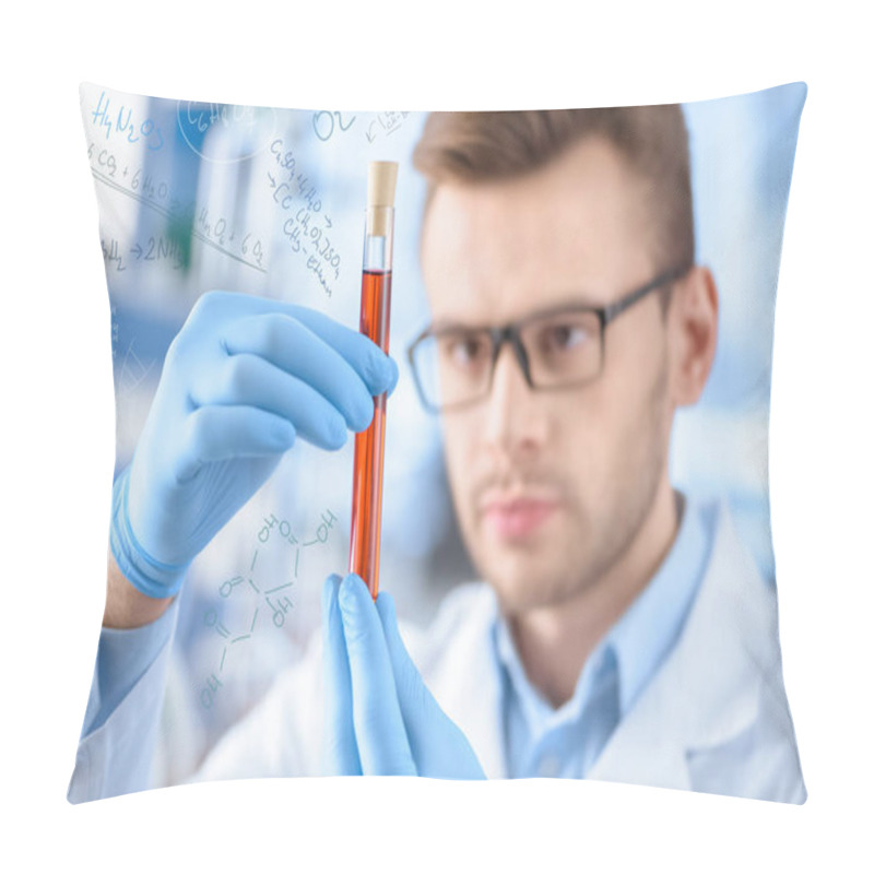 Personality  Chemist With Test Tube In Hands Pillow Covers