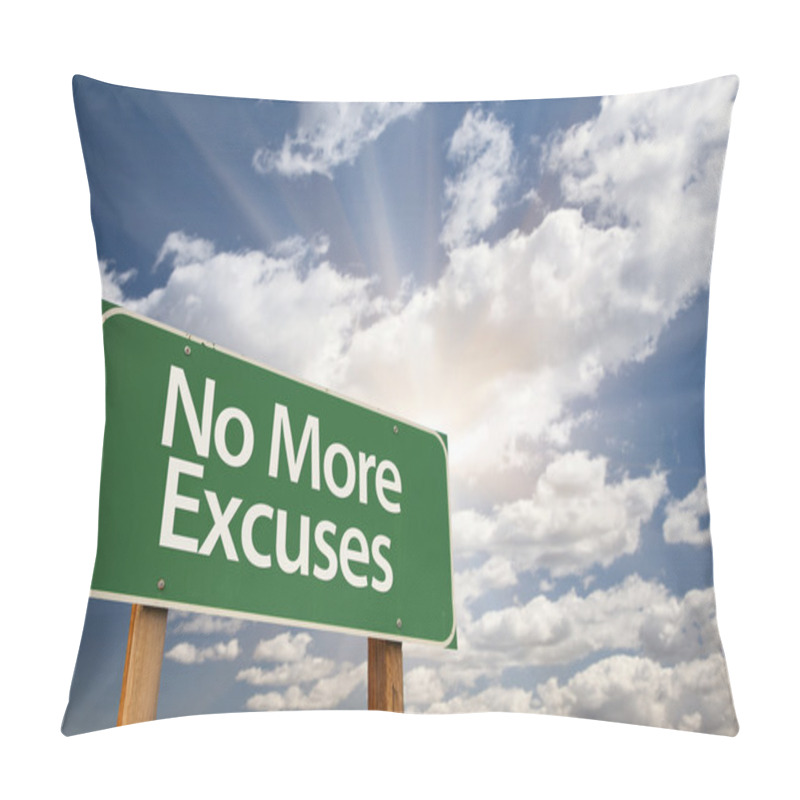 Personality  No More Excuses Green Road Sign Pillow Covers