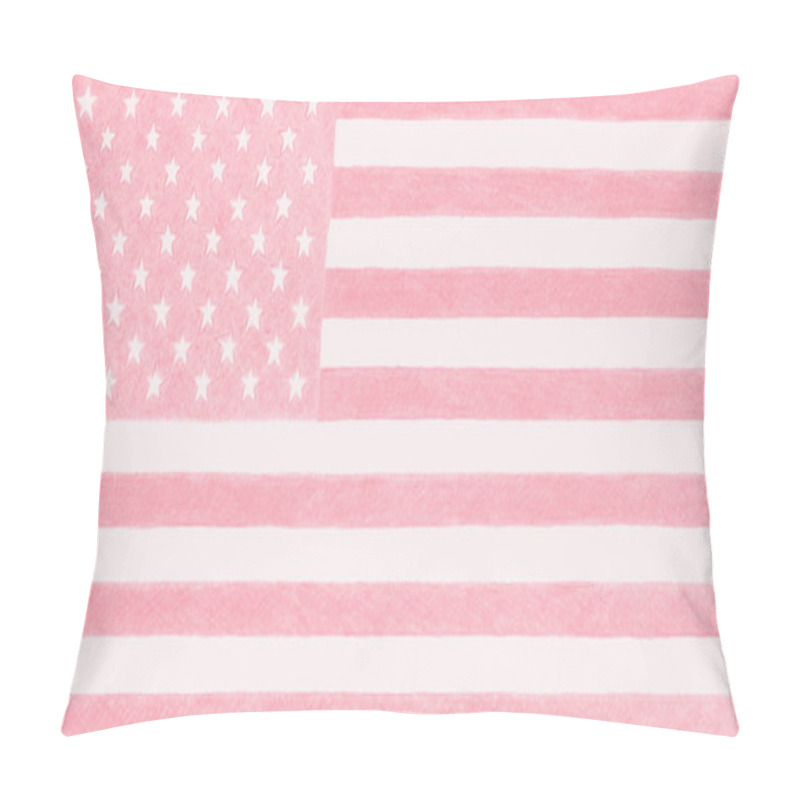 Personality  US Flag. Light Delicate Pink Tinted Background. Patriotic Backdrop. Stars And Stripes In Pastel Colors. American Independence Day. The Holidays Of July 4 And Flag Day Pillow Covers