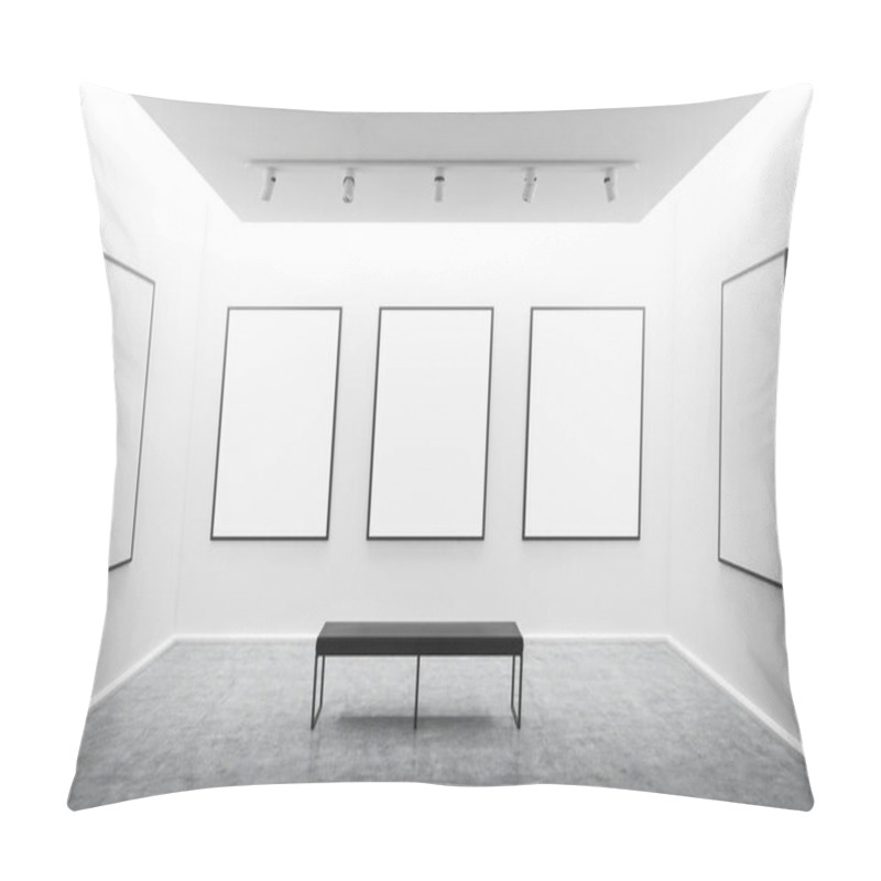 Personality  White Art Gallery Interior With Mock Up Posters Pillow Covers