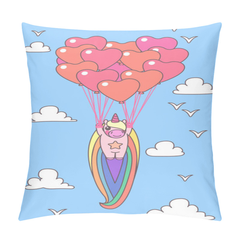 Personality  Print Art Of Cute Unicorn. Festive Background. Magic Love. Pillow Covers