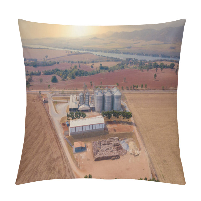 Personality  Aerial Image Of Factories With Grain Storage Silos. Aeration And Export Storage. Pillow Covers