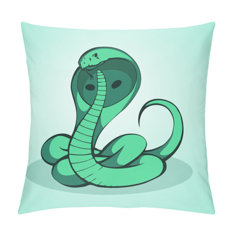 Personality  Green Cobra,  Vector Illustration  Pillow Covers