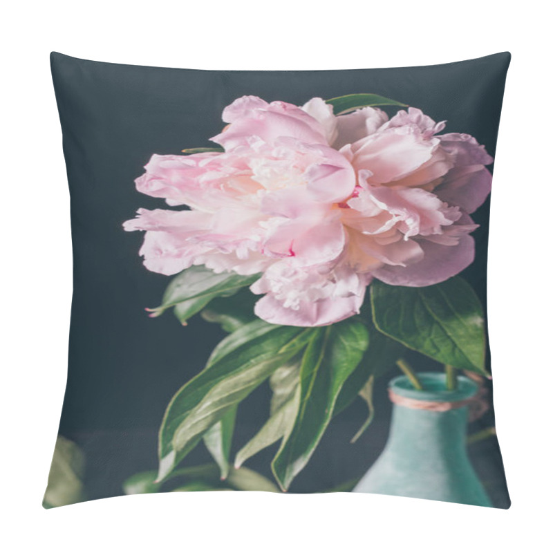 Personality  Big Light Pink Peony In Vase On Dark Background Pillow Covers