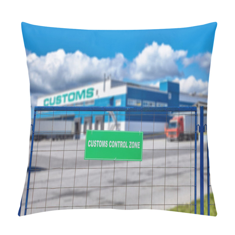 Personality  Customs Logistic Terminal With Bonded Warehouse. Cargo Clearance And Temporary Storage Services. Lorry Are Standing Near The Loading And Unloading Docks. Pillow Covers