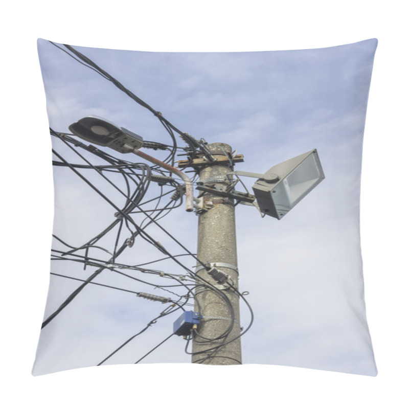 Personality  Concrete Electrical Pole With Street Lamps Pillow Covers