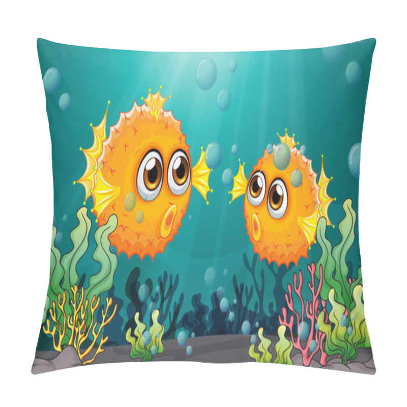 Personality  Two Puffer Fishes Under The Sea Pillow Covers