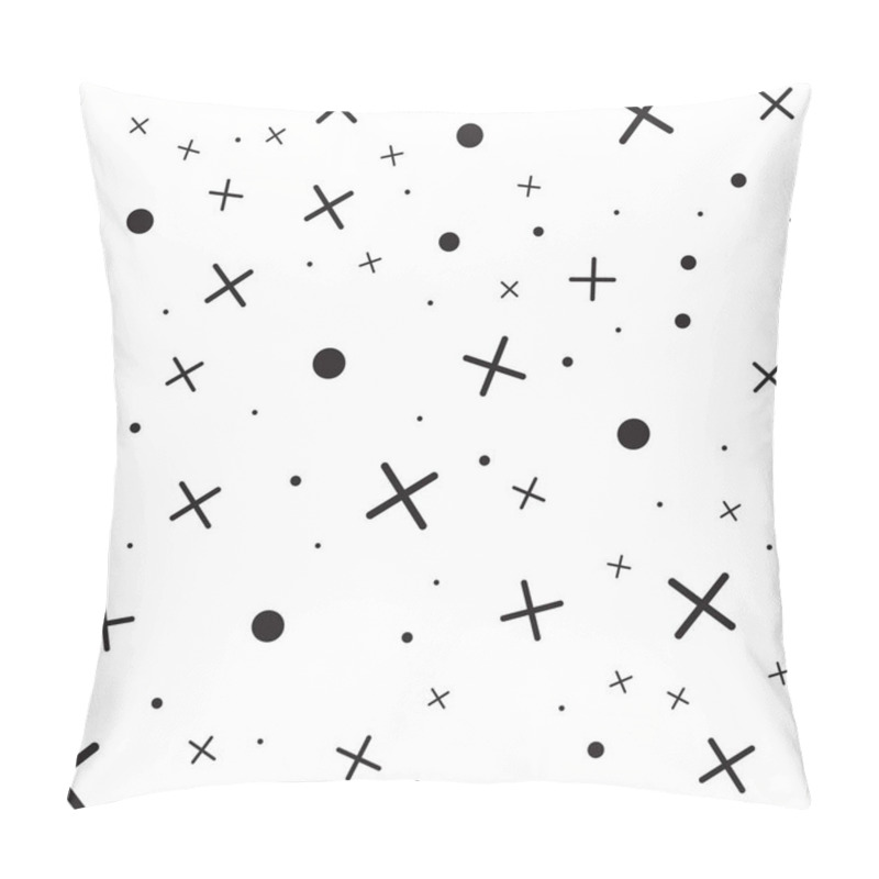 Personality  Math Symbol Pattern. Mathematic Geometric Seamless . Abstract Background From Plus, Multiplication Signs. On White Background. Geometric Stars Seamless Pattern. Pillow Covers