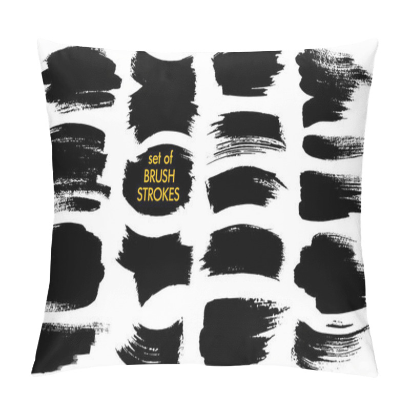 Personality  Collection Of Different Ink Brush Strokes:rectangle,square And Round Freehand Drawings.Ink Splatters,grungy Painted Lines,artistic Design Elements.Vector Paintbrush Set. Pillow Covers