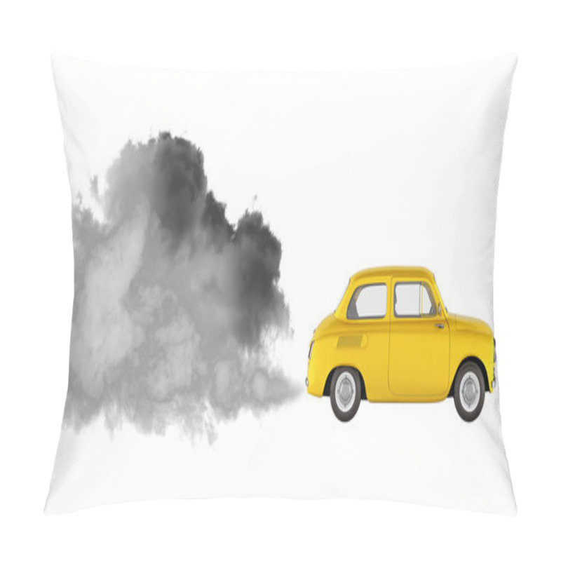 Personality  Concept Of Pollution By Exhaust Gases The Car Releases A Lot Of Smoke On White Background Without Shadow 3d Render Pillow Covers