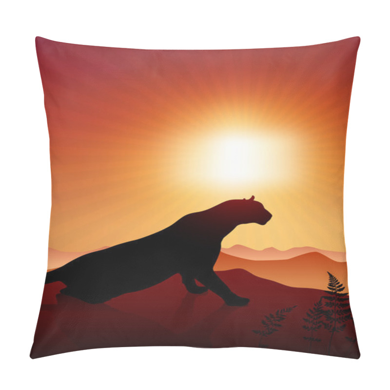 Personality  Lion On Sunset Background Pillow Covers