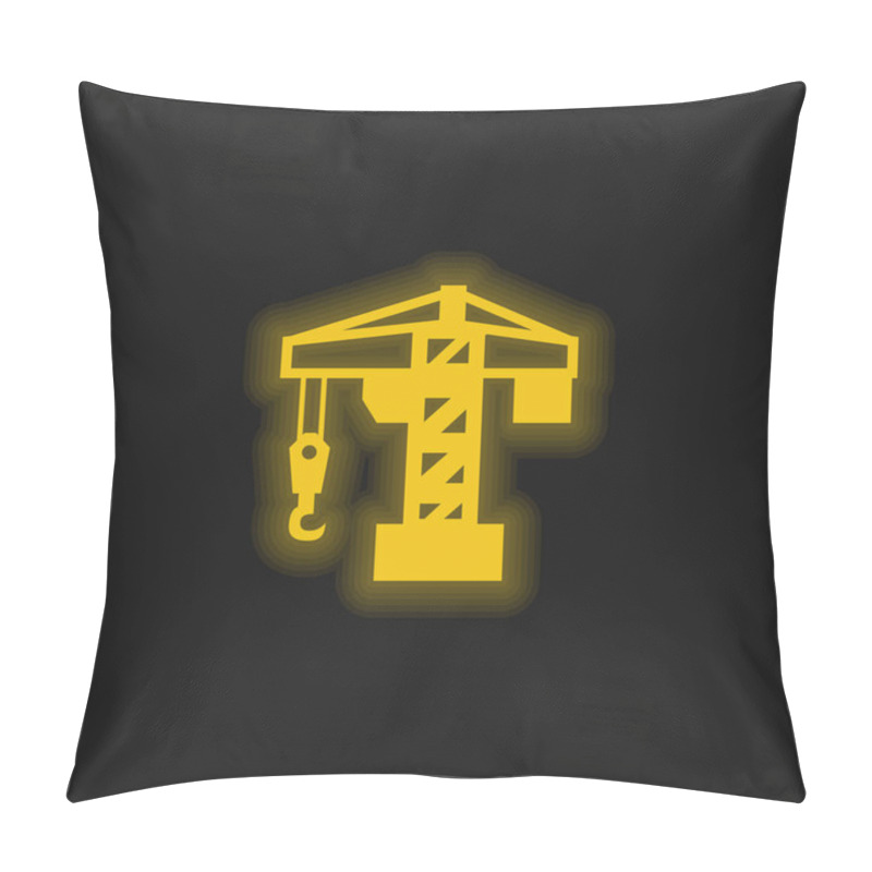 Personality  Architecture Crane Tool Yellow Glowing Neon Icon Pillow Covers