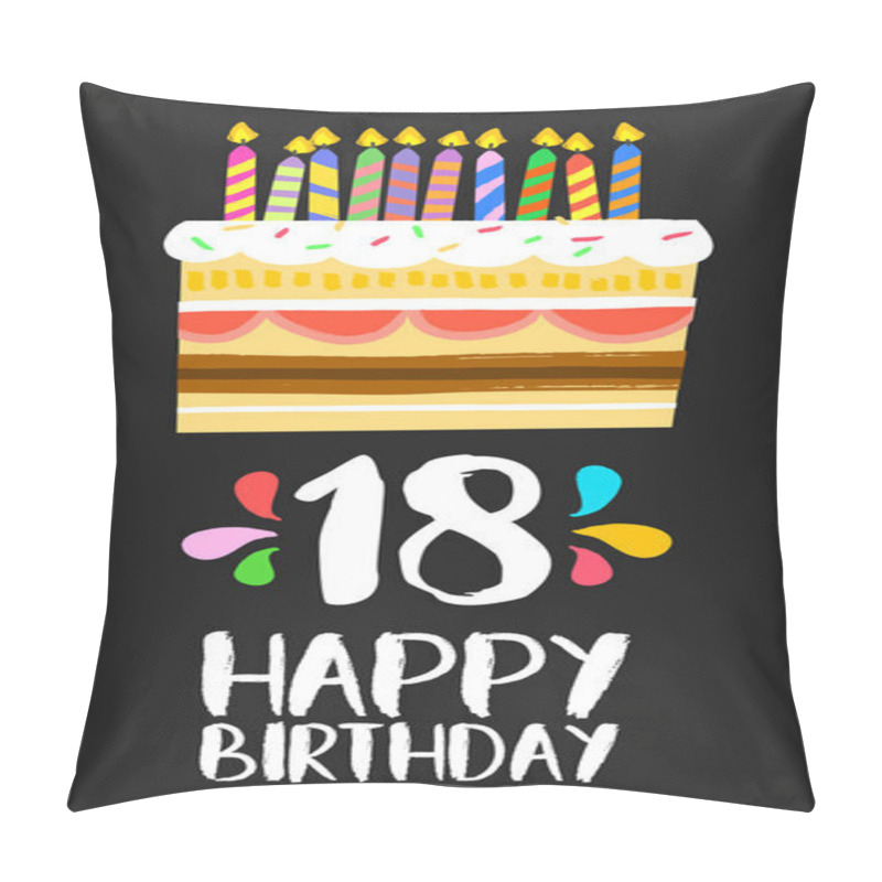 Personality  Happy Birthday Cake Card 18 Eighteen Year Party Pillow Covers