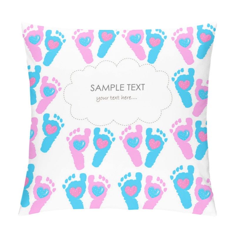 Personality  Baby Foot Prints With Hearts Vector Greeting Card Pillow Covers