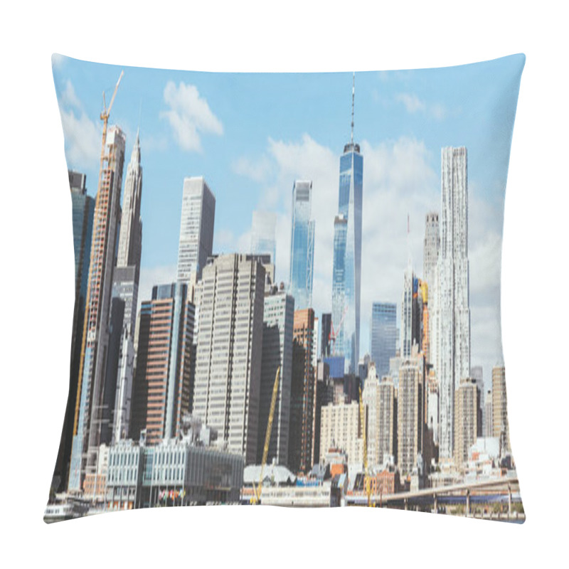 Personality  MANHATTAN, NEW YORK, USA - OCTOBER 8, 2018: Beautiful Panoramic View Of Manhattan And Atlantic Ocean, New York, Usa Pillow Covers