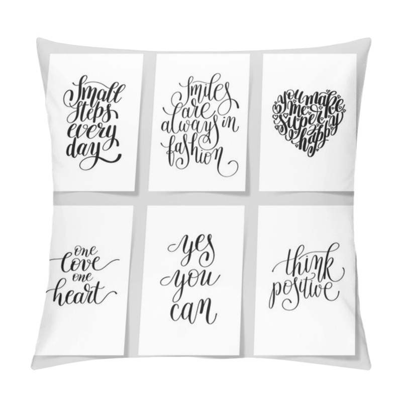 Personality  Set Of 6 Hand Written Lettering Positive Inspirational Quote Pillow Covers