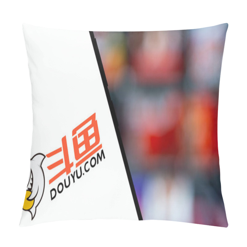 Personality  Dhaka, Bangladesh- 12 Oct 2024: DouYu Logo Is Displayed On Smartphone. DouYu Is A Chinese Video Live Streaming Service. Pillow Covers