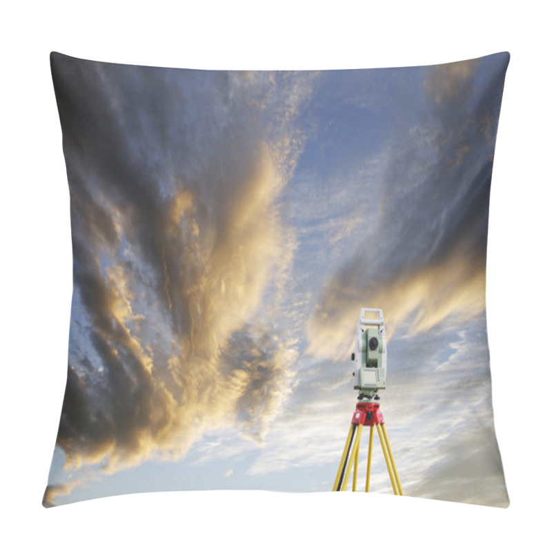 Personality  Surveying Instrument And Sunset Horizon Pillow Covers