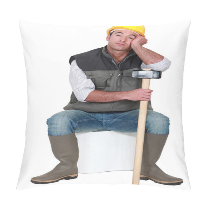 Personality  Bored Construction Worker Pillow Covers