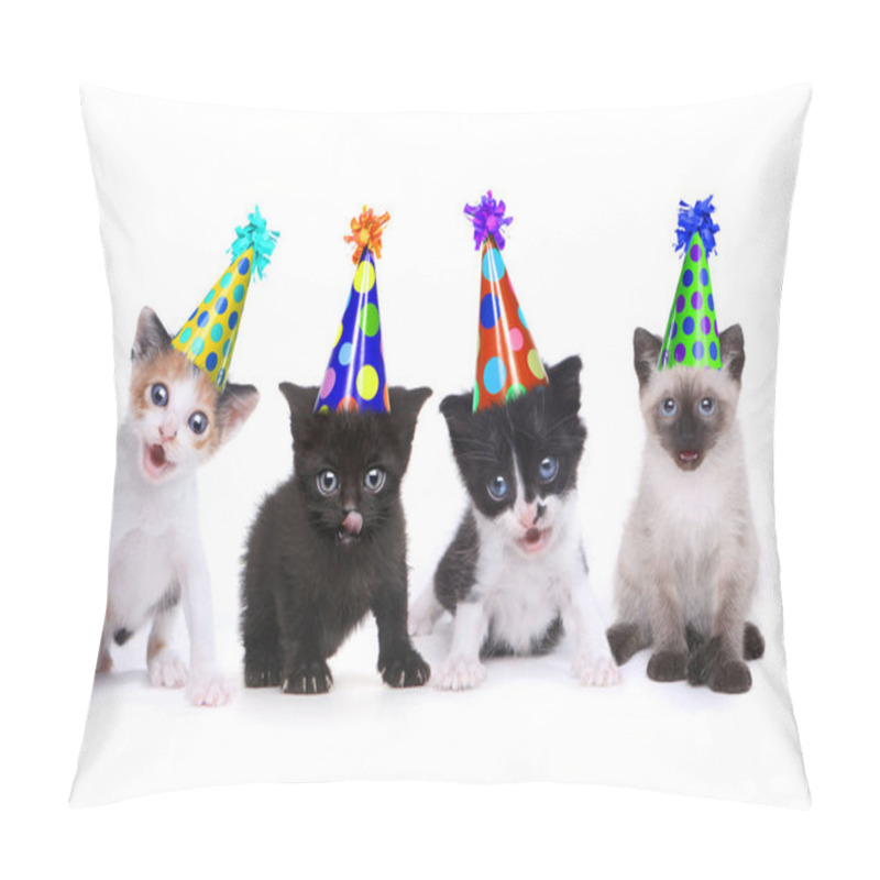 Personality  Birthday Song Singing Kittens On White Background Pillow Covers