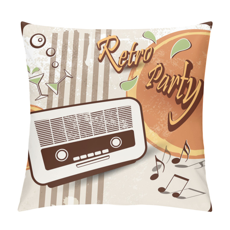 Personality  Retro Party Background With Old Radio - 50s 70s Style Pillow Covers