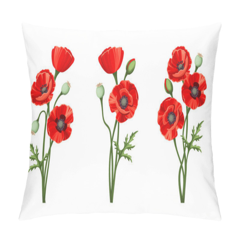 Personality  Vector Red Poppies Isolated On A White Background. Pillow Covers