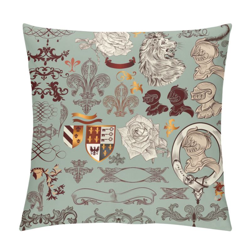 Personality  Collection Of Vector Heraldic Elements And Page Decorations Pillow Covers