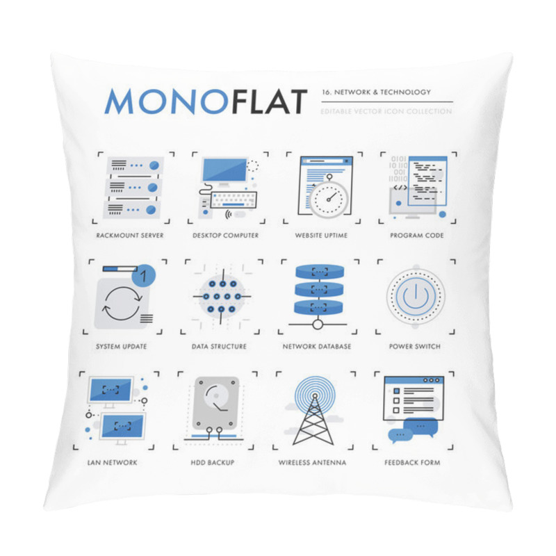 Personality  Network Technology Monoflat Icons Pillow Covers