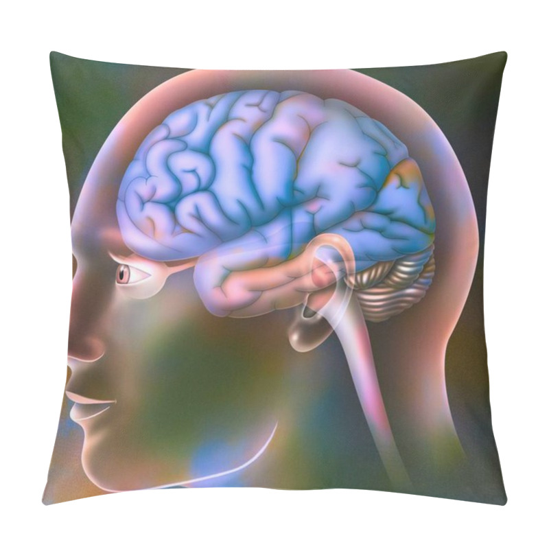 Personality  Visual Areas Of A Brain In The Skull Of A Man. Pillow Covers