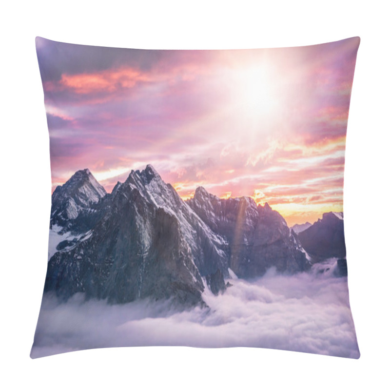 Personality  Winter Scene With Sunset In Mountains Pillow Covers