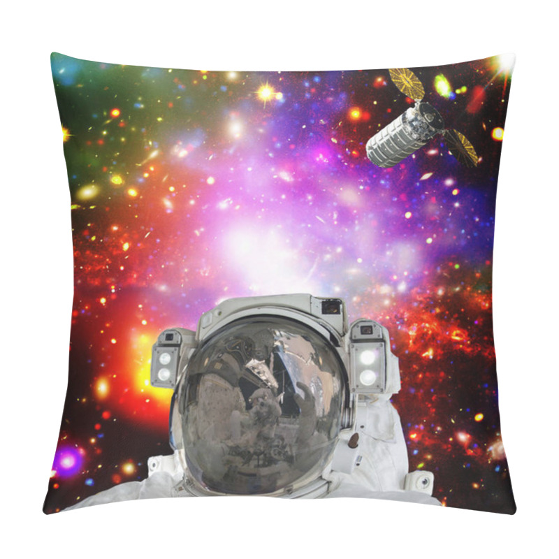 Personality  Astronaut Posing Against Galaxies And Stars. Outer Space. The El Pillow Covers