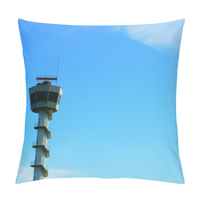 Personality  AERONAUTICAL Radio`s High Sky Tower At Airport Location On Blue Sky Background Symbol Object Communication. Pillow Covers