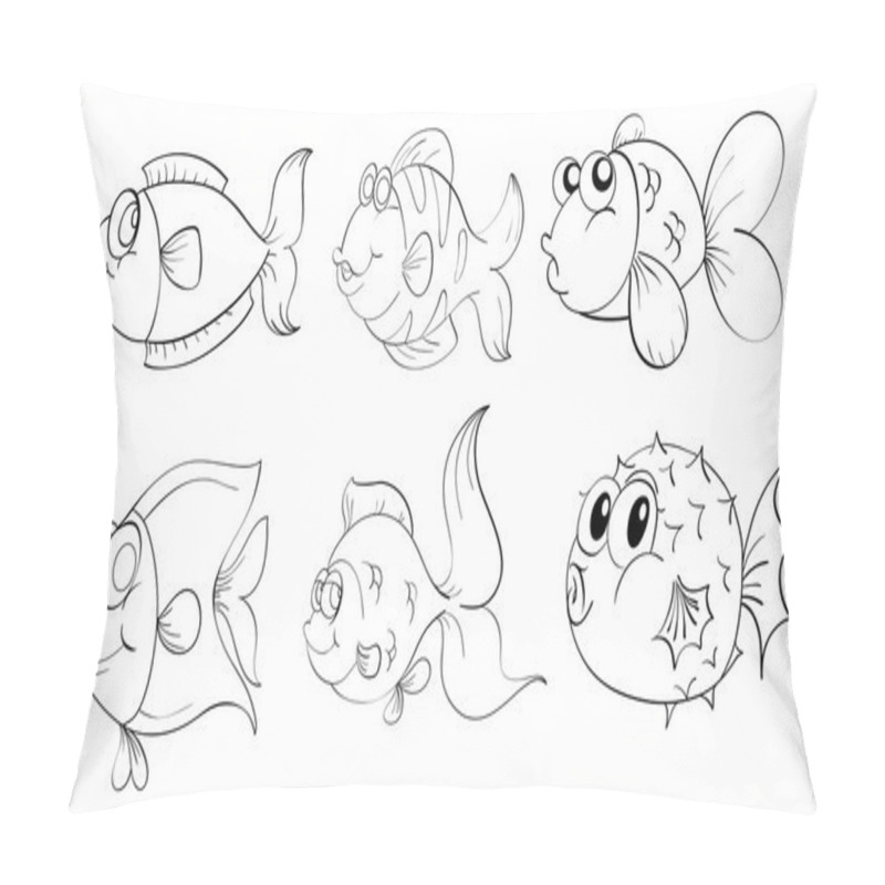 Personality  Different Fishes In A Doodle Design Pillow Covers