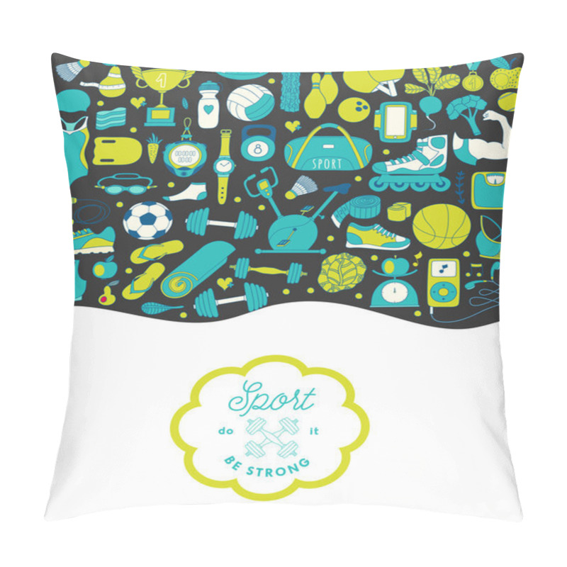 Personality  Fitness And Sport Elements In Doodle Style Pillow Covers